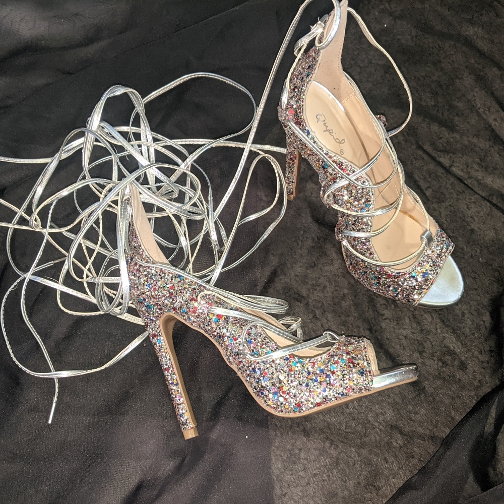 Glitter Lace up Heels